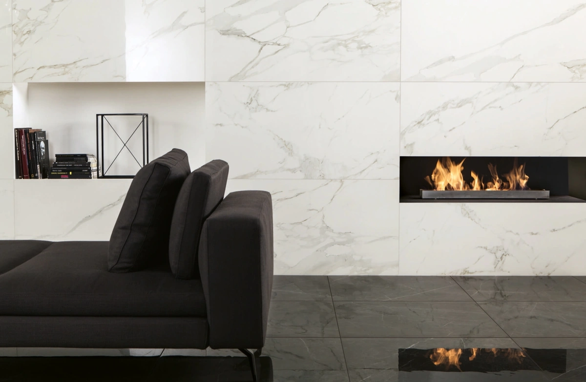 Gres Caesar ANIMA efekt marmur - aranzacja w eleganckiej lazience