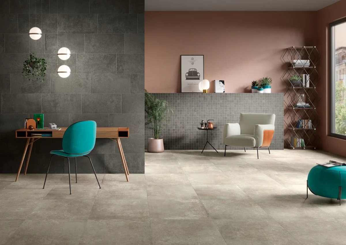 Gres Caesar STEP IN efekt kamień - aranzacja w eleganckiej lazience