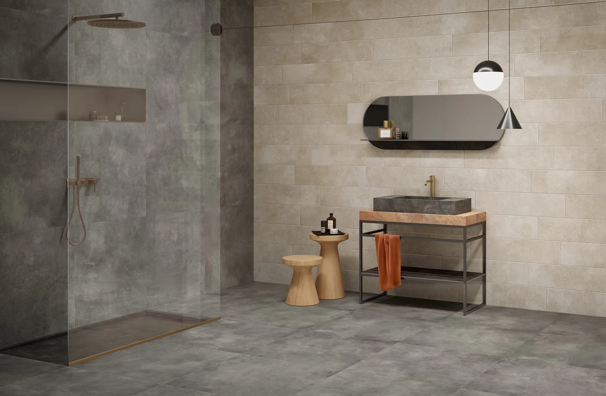 Gres Caesar I.MAT efekt beton - aranzacja w eleganckiej lazience