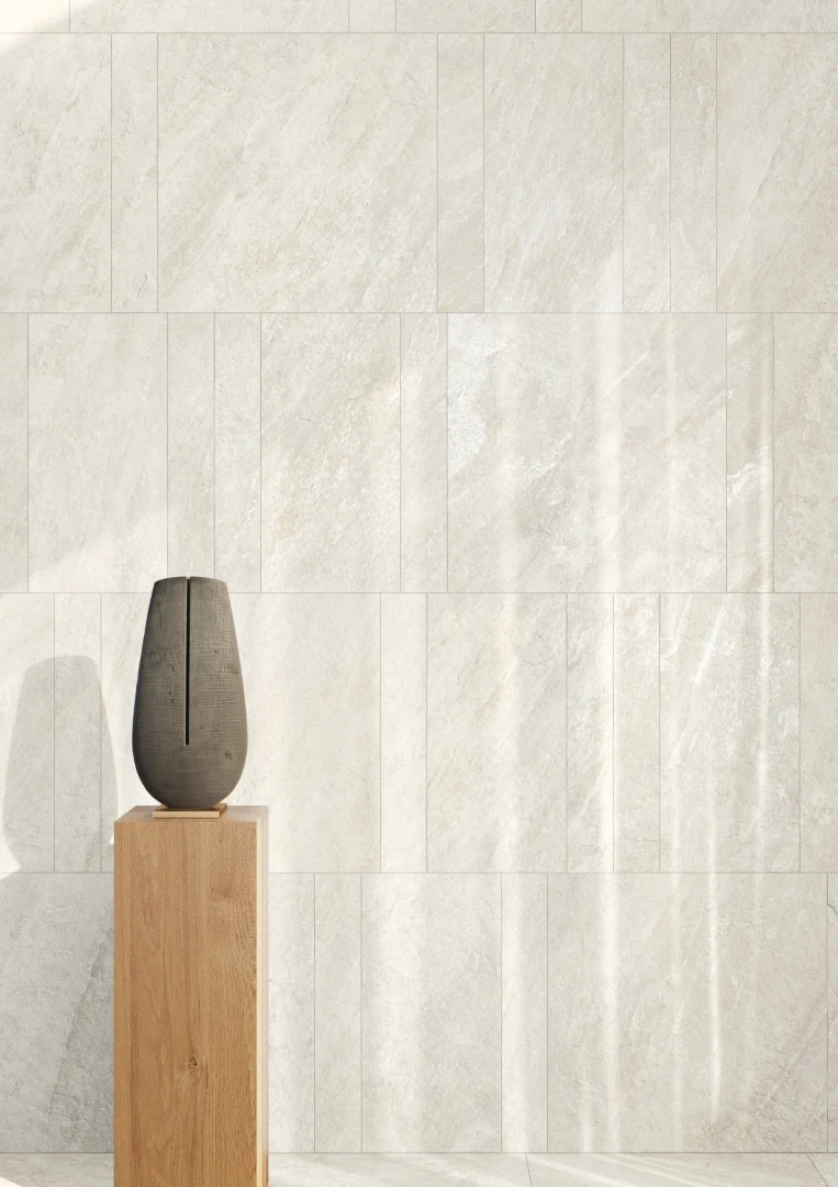 Gres Caesar QUARTZ ESSENCE efekt kamień - aranzacja w eleganckiej lazience
