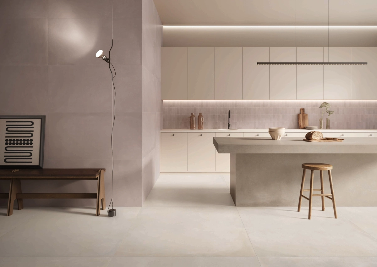 Gres Caesar PRIMA efekt beton - aranzacja w eleganckiej lazience