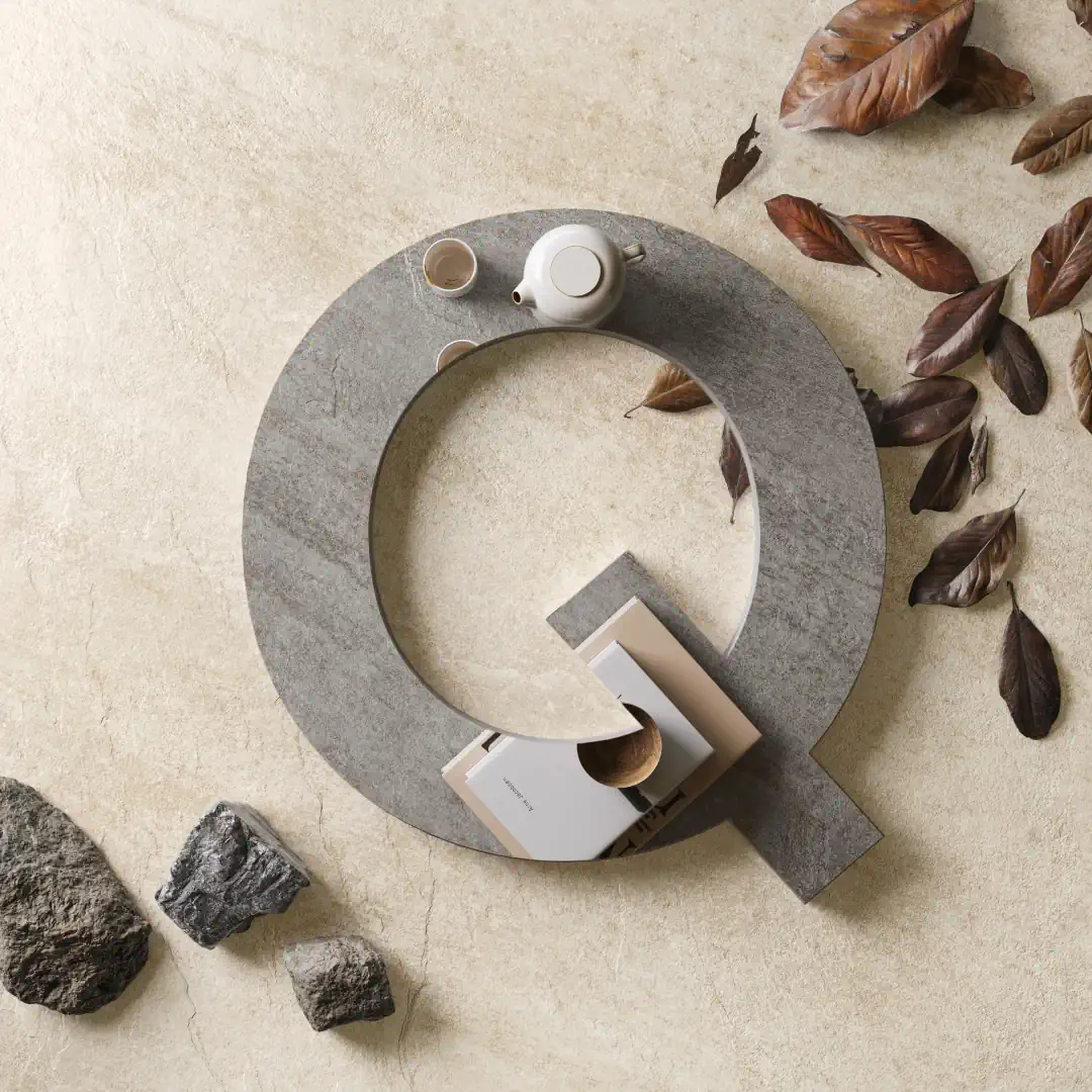 Gres Caesar QUARTZ ESSENCE efekt kamień - aranzacja w eleganckiej lazience