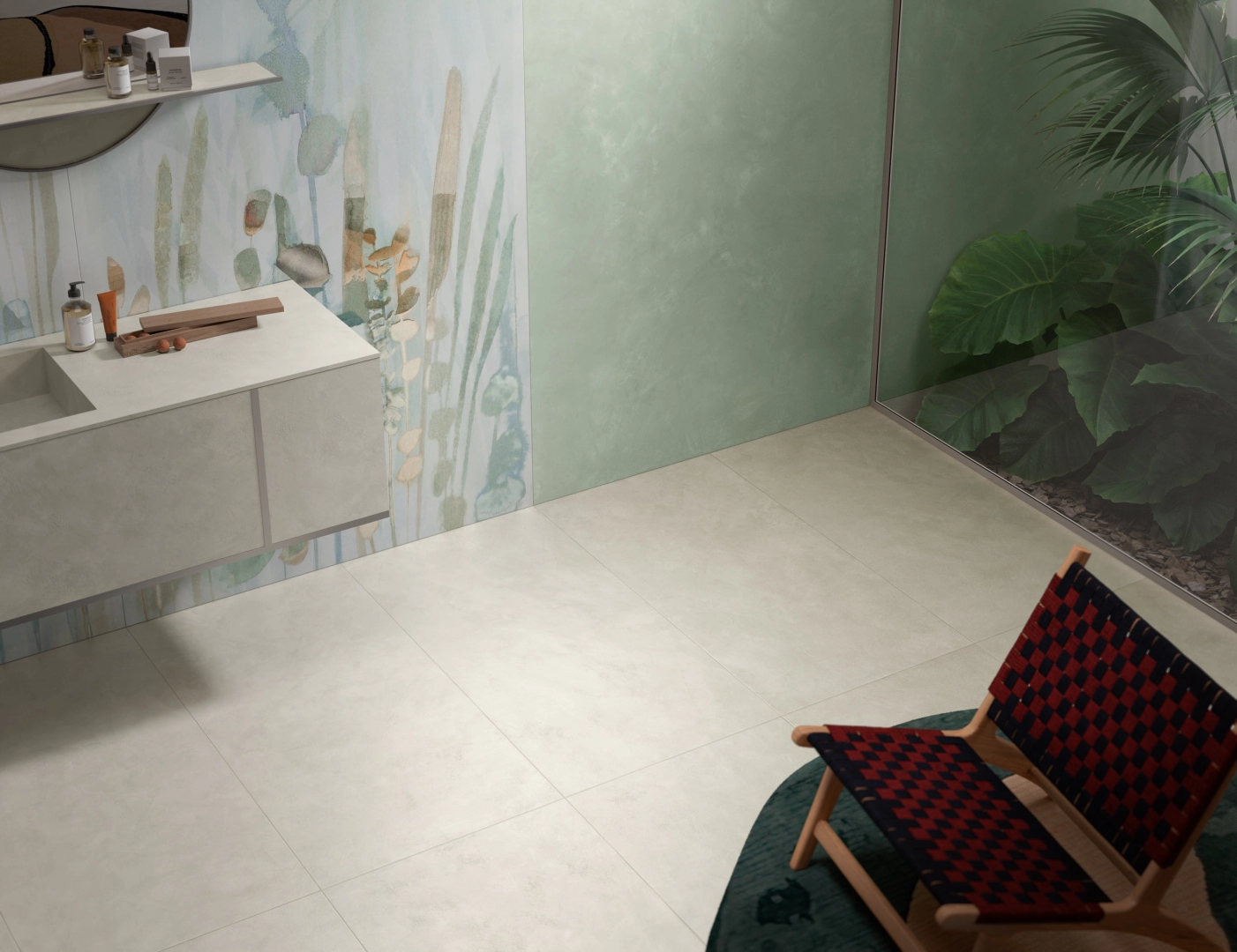 Gres Caesar JOIN efekt beton - aranzacja w eleganckiej lazience