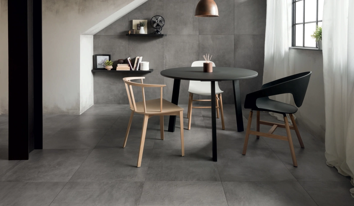 Gres Caesar WIDE efekt beton - aranzacja w elewacji domu