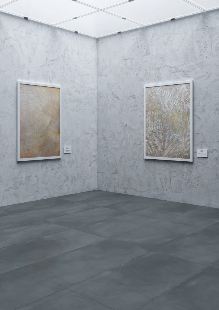 Gres Casalgrande Padana R-EVOLUTION efekt beton - aranzacja w przy kominku
