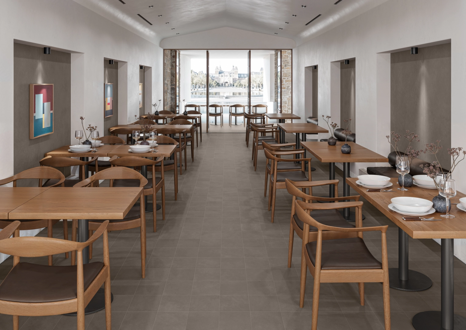Gres Casalgrande Padana TERRAE efekt beton - aranzacja w eleganckiej lazience