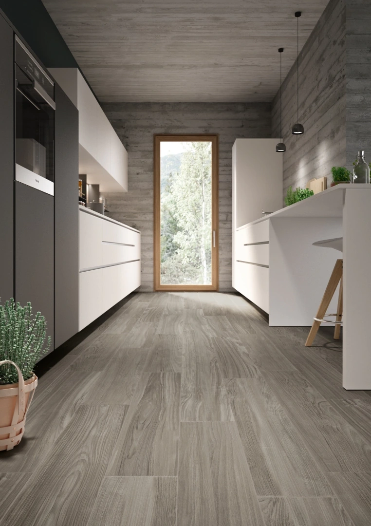 Gres Casalgrande Padana CLASS WOOD efekt drewno - aranzacja w nowoczesnym salonie