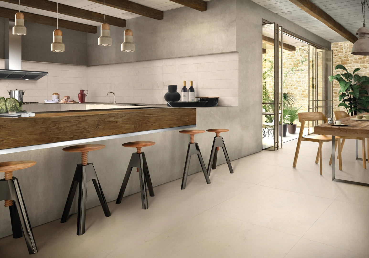 Gres Casalgrande Padana PIETRE DI PARAGONE efekt terrazzo, kamień - aranzacja w eleganckiej lazience