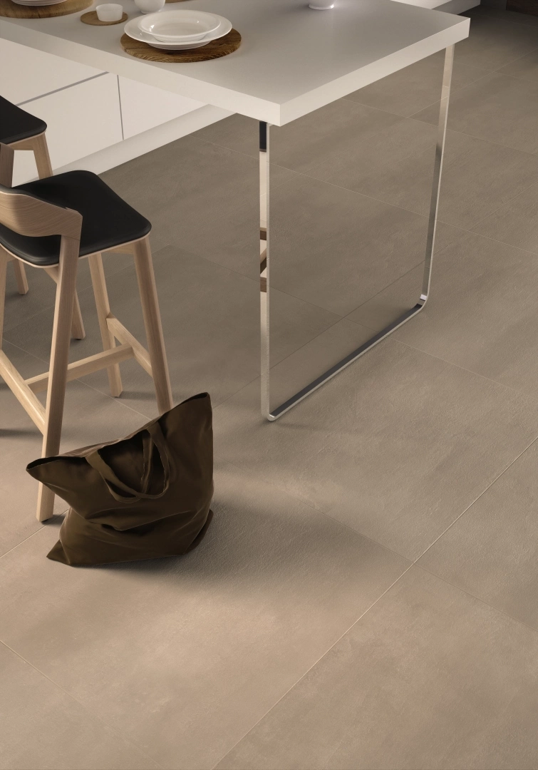 Gres Casalgrande Padana BETON efekt beton - aranzacja w minimalistycznym wnetrzu
