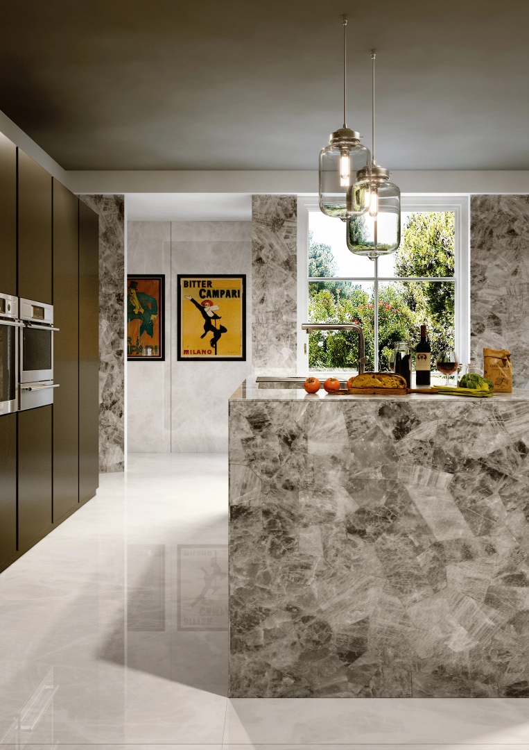 Gres Casalgrande Padana ONICI efekt marmur - aranzacja w eleganckiej lazience