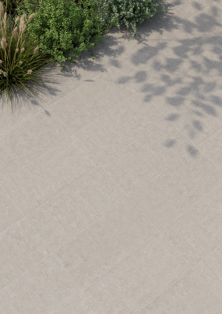 Gres Casalgrande Padana TIMELESS efekt beton - aranzacja w przy kominku
