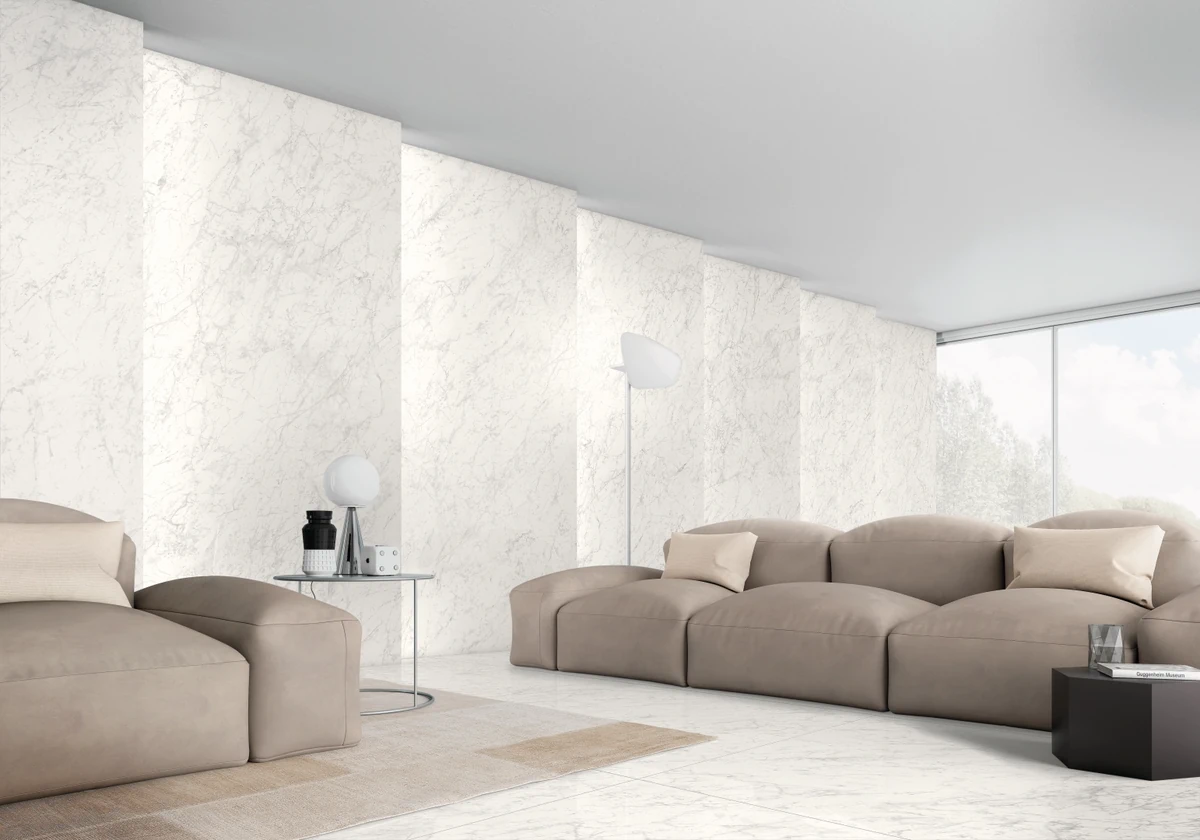Gres Casalgrande Padana MARMOKER efekt marmur - aranzacja w eleganckiej lazience