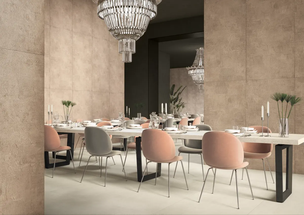 Gres Casalgrande Padana BETON efekt beton - aranzacja w minimalistycznym wnetrzu