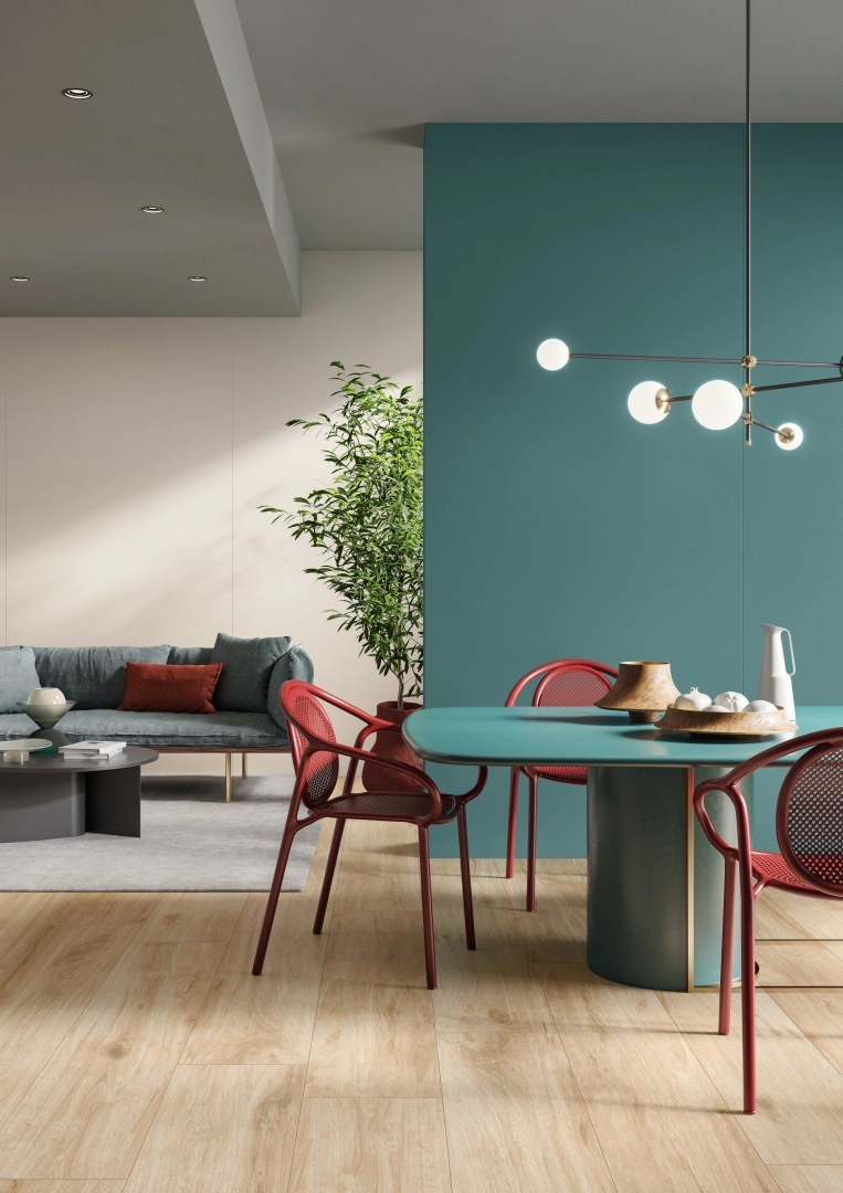 Gres Casalgrande Padana ATELIER efekt kolor - aranzacja w przy kominku