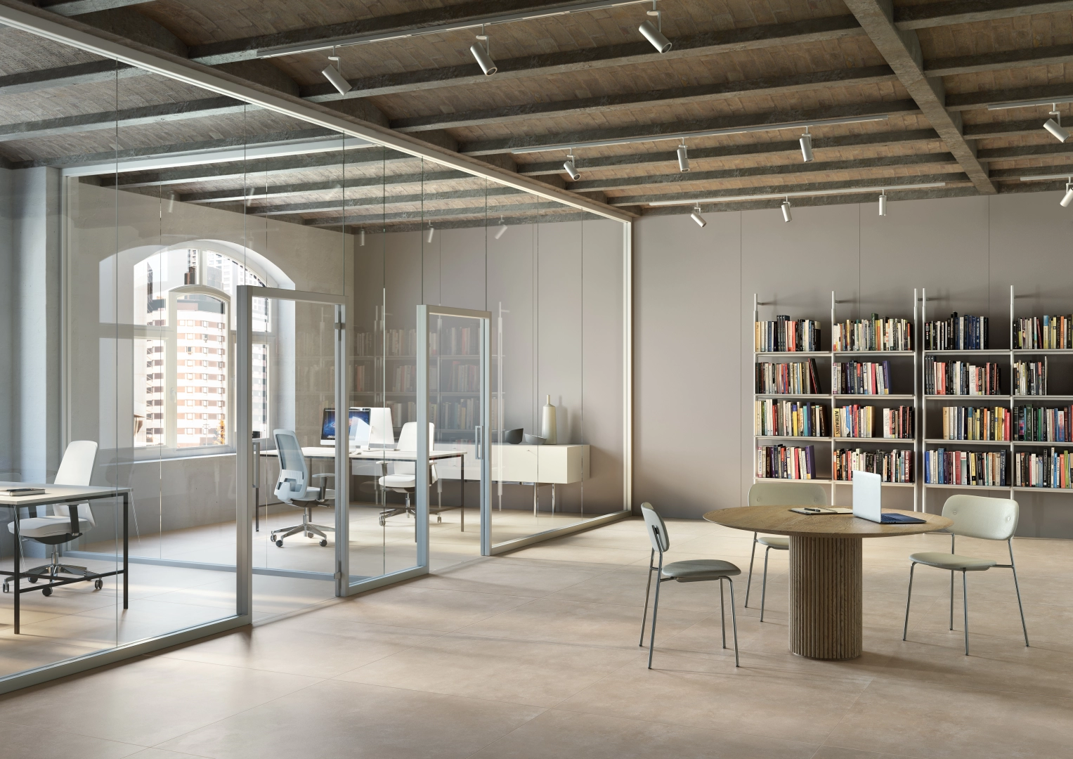 Gres Casalgrande Padana METROPOLIS efekt beton - aranzacja w eleganckiej lazience