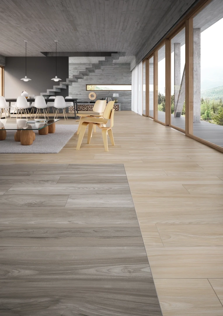 Gres Casalgrande Padana CLASS WOOD efekt drewno - aranzacja w nowoczesnym salonie
