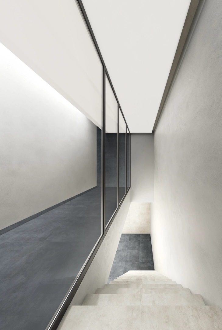 Gres Casalgrande Padana KERINOX efekt kamień, metal - aranzacja w eleganckiej lazience