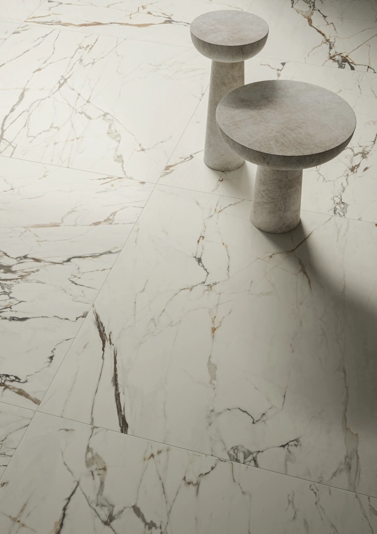 Gres Casalgrande Padana MARMORA efekt marmur - aranzacja w eleganckiej lazience
