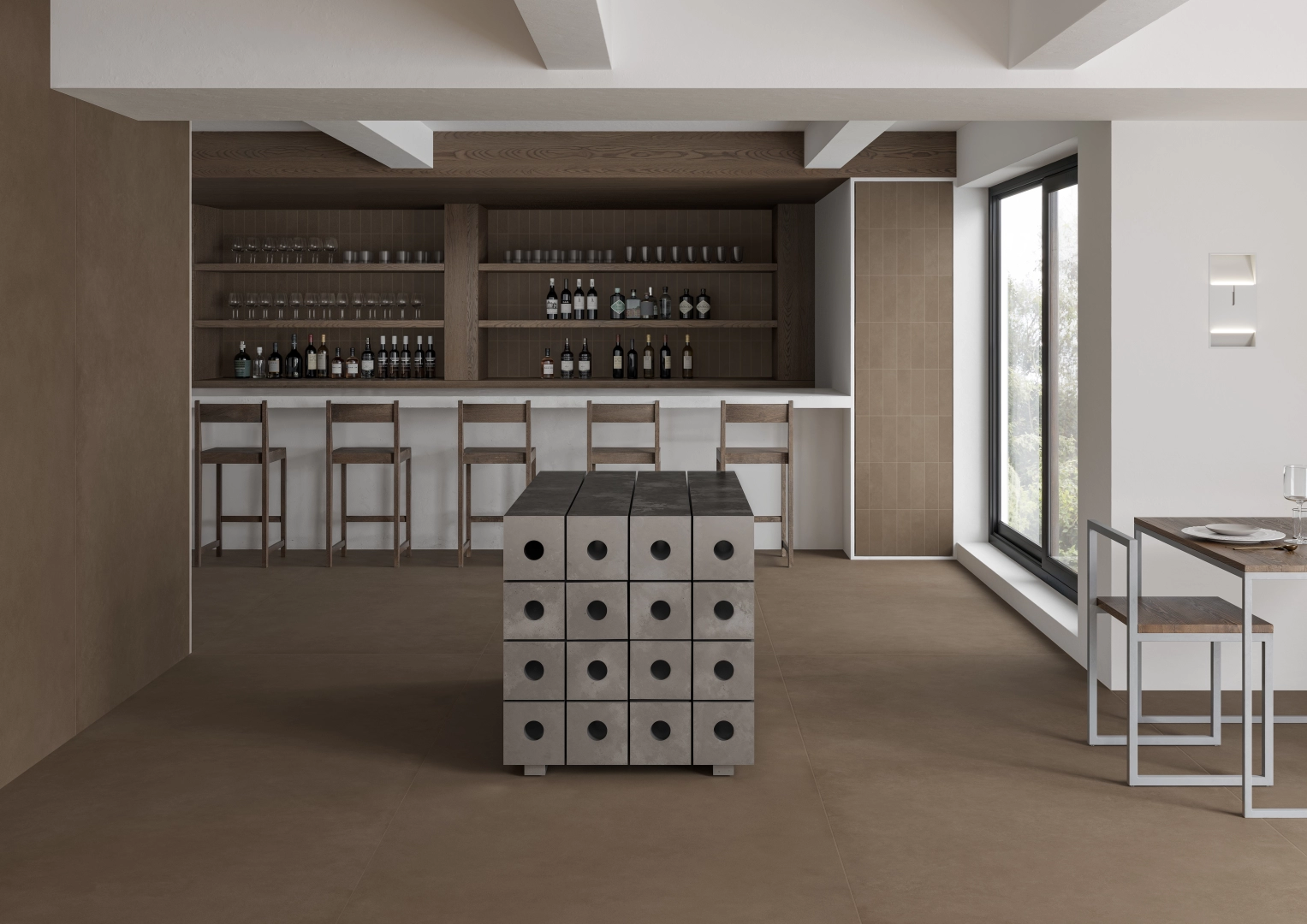 Gres Casalgrande Padana TERRAE efekt beton - aranzacja w eleganckiej lazience