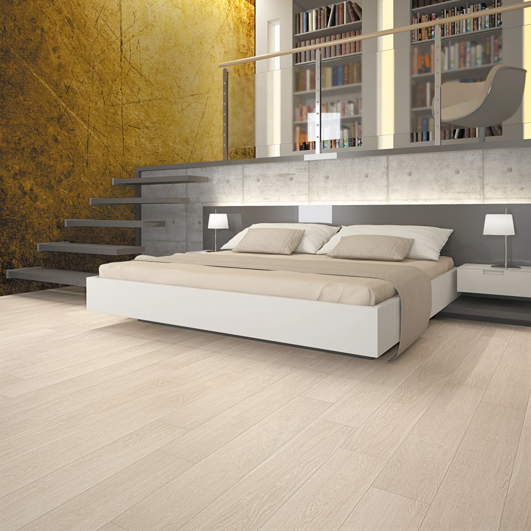Gres Casalgrande Padana NEWOOD efekt drewno - aranzacja w minimalistycznym wnetrzu