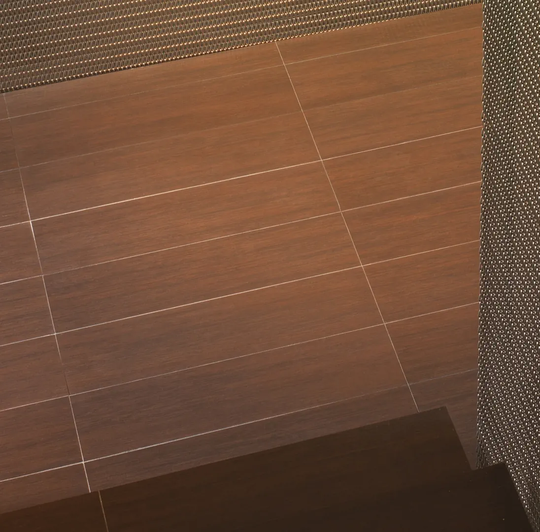 Gres Casalgrande Padana METALWOOD efekt drewno - aranzacja w przy kominku
