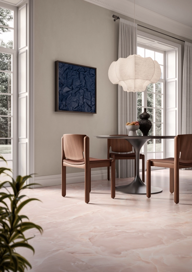 Gres Casalgrande Padana ALABASTRI efekt marmur - aranzacja w eleganckiej lazience