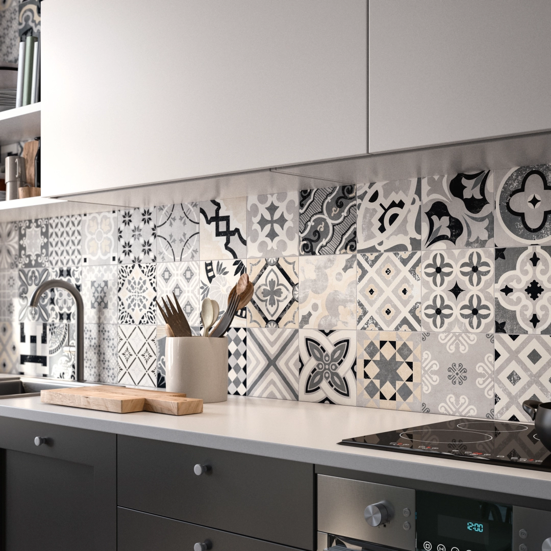 Gres Casalgrande Padana OPUS efekt kamień, beton, wzór - aranzacja w eleganckiej lazience