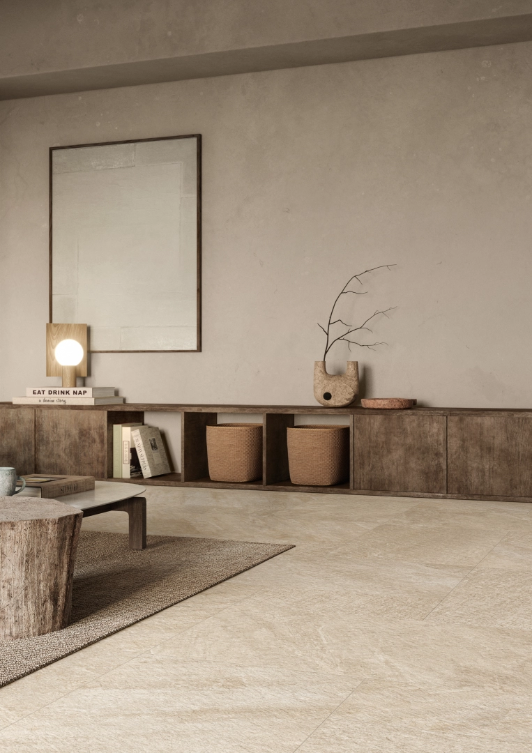 Gres Casalgrande Padana PETRA efekt kamień - aranzacja w eleganckiej lazience