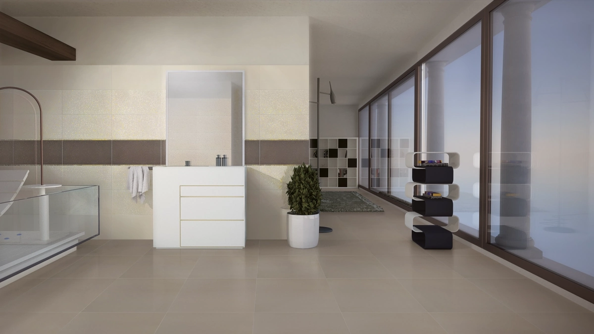 Gres Casalgrande Padana ARCHITECTURE efekt kolor - aranzacja w przy kominku