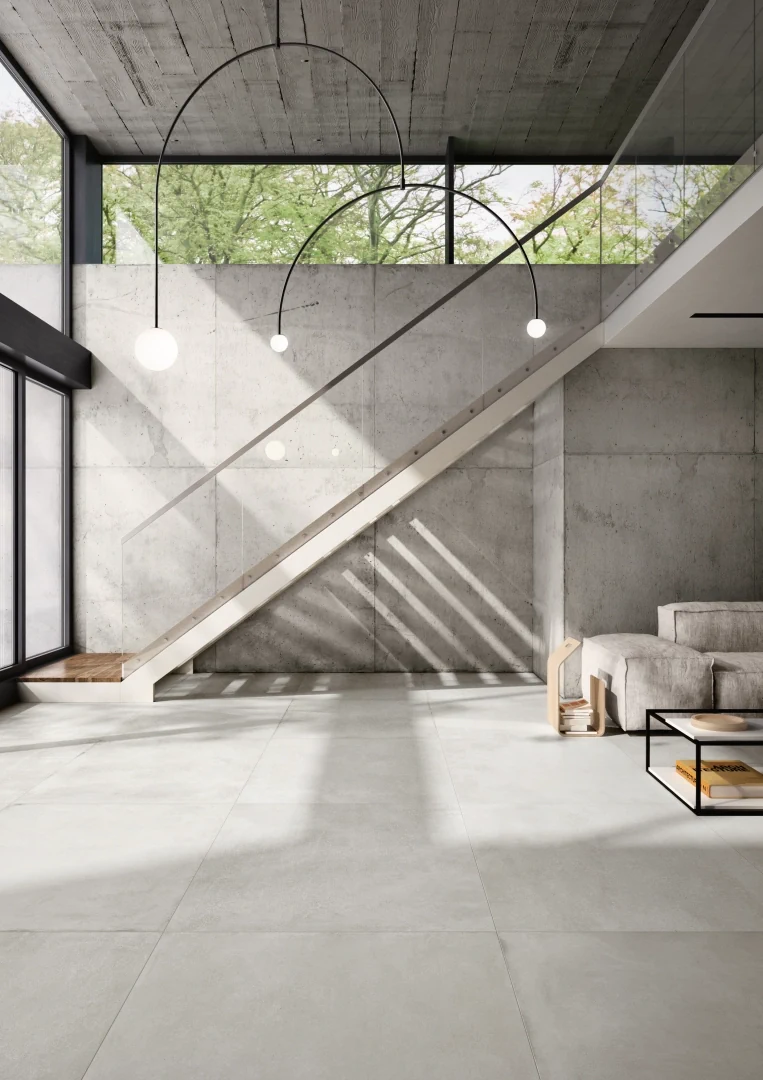 Gres Casalgrande Padana MANHATTAN efekt beton - aranzacja w eleganckiej lazience