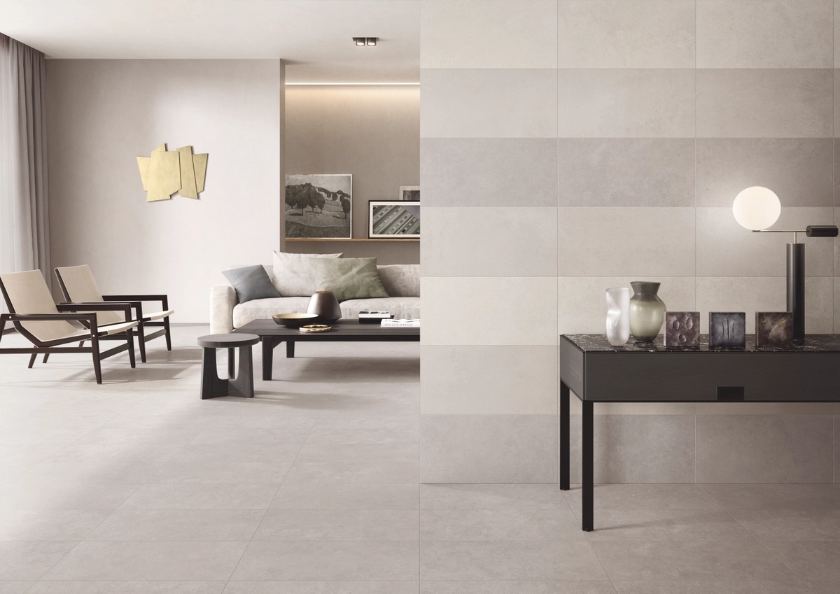 Gres Casalgrande Padana CITTA efekt beton - aranzacja w eleganckiej lazience