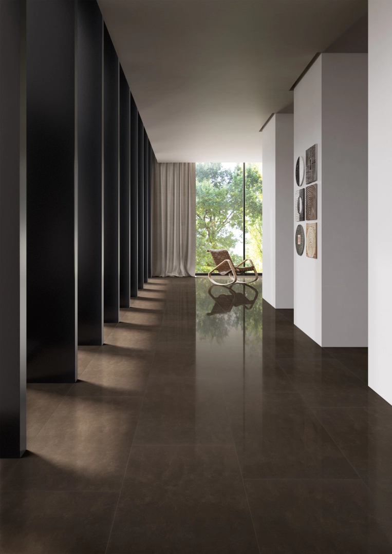 Gres Casalgrande Padana TIMELESS efekt beton - aranzacja w nowoczesnym salonie