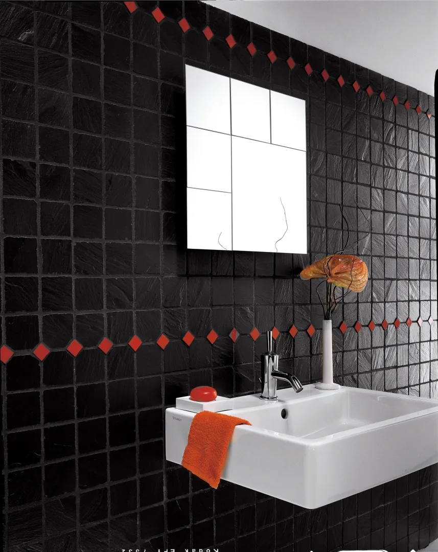 Gres Casalgrande Padana LAVAGNA efekt kamień - aranzacja w eleganckiej lazience