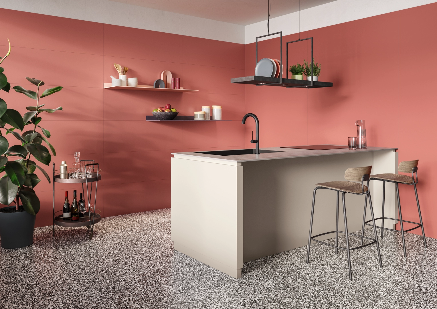 Gres Casalgrande Padana ATELIER efekt kolor - aranzacja w nowoczesnym salonie