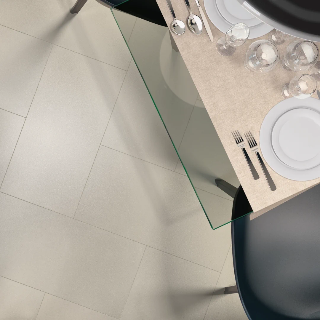 Gres Casalgrande Padana GRANITO EVO efekt kamień, terrazzo - aranzacja w minimalistycznym wnetrzu