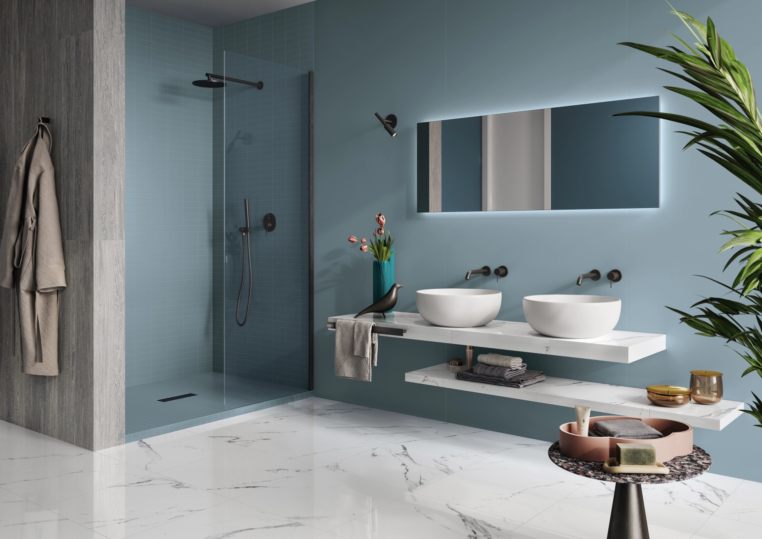 Gres Casalgrande Padana ATELIER efekt kolor - aranzacja w przestronnym holu