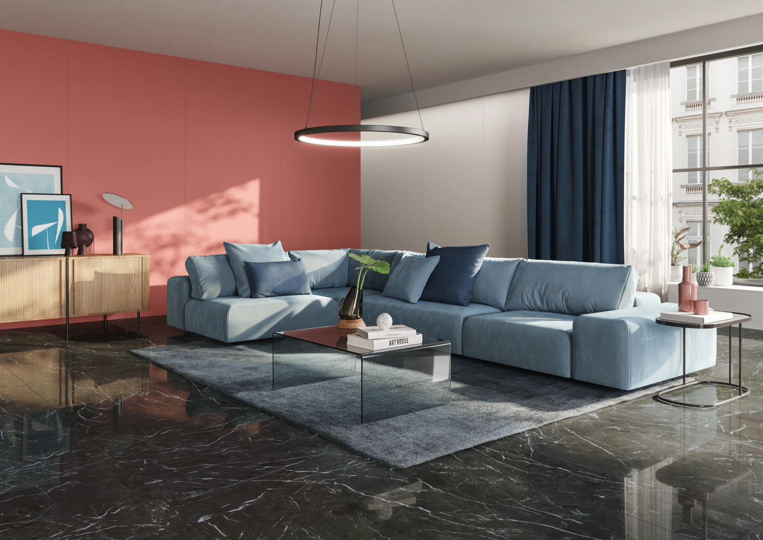 Gres Casalgrande Padana ATELIER efekt kolor - aranzacja w przestronnym holu