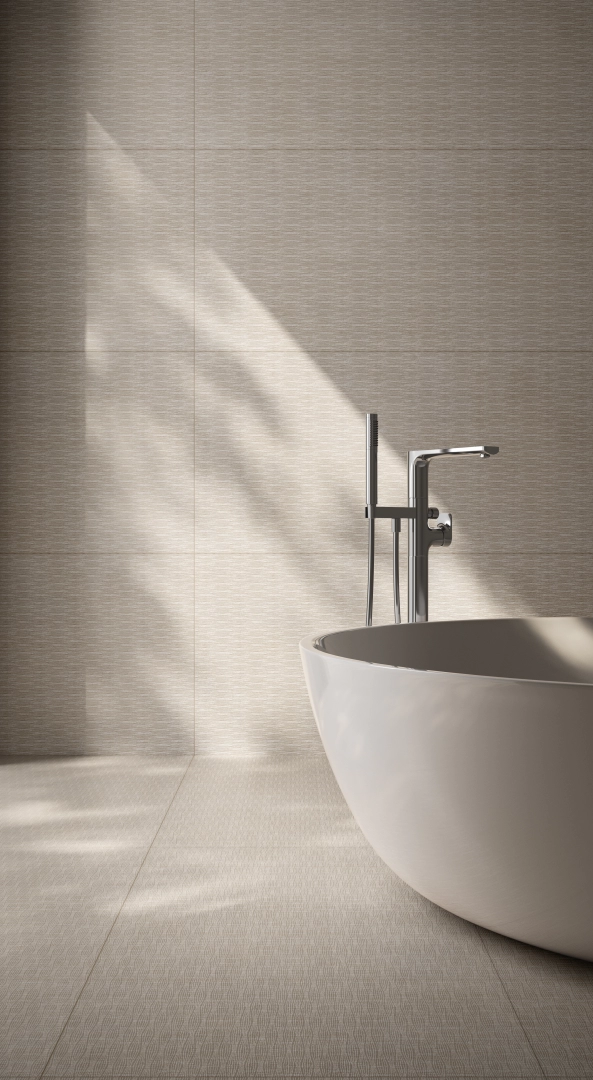 Gres Casalgrande Padana THE CITY COLLECTION efekt kamień - aranzacja w minimalistycznym wnetrzu