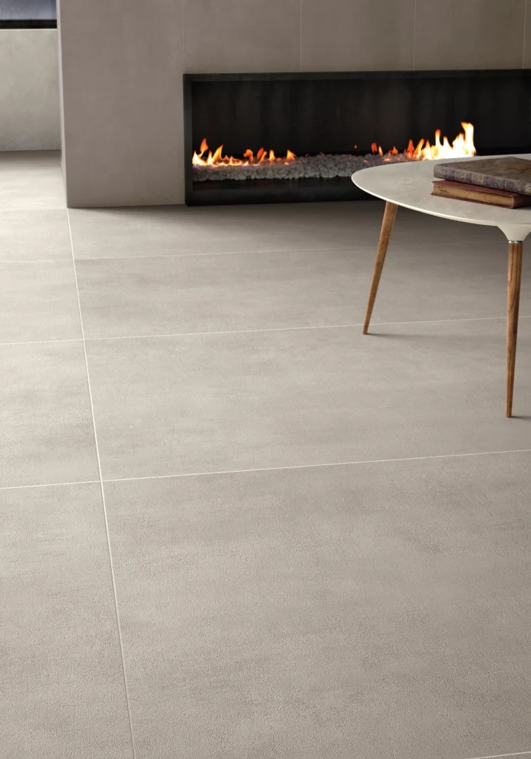 Gres Casalgrande Padana BETON efekt beton - aranzacja w przestronnym holu