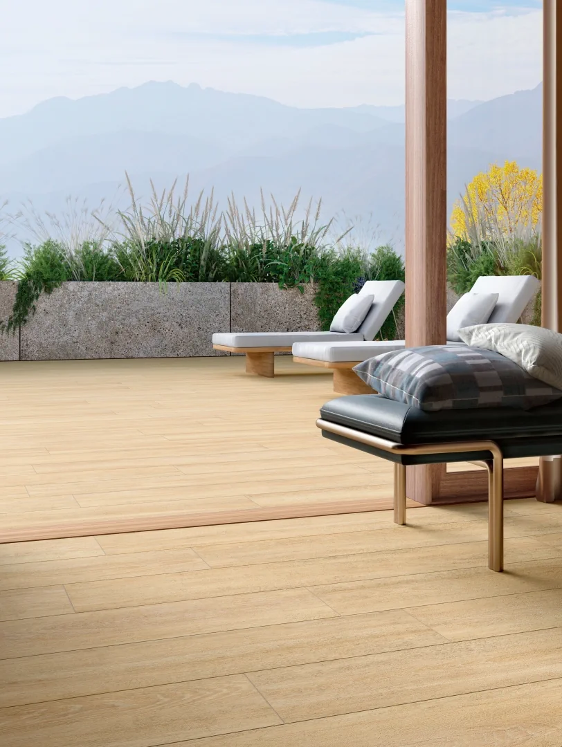 Gres Casalgrande Padana ENGLISH WOOD efekt drewno - aranzacja w eleganckiej lazience