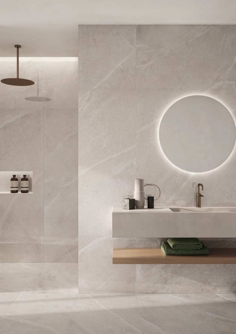 Gres Casalgrande Padana SUPREME efekt marmur - aranzacja w eleganckiej lazience