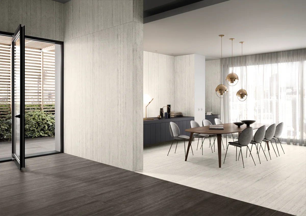 Gres Casalgrande Padana CEMENTO efekt beton - aranzacja w eleganckiej lazience
