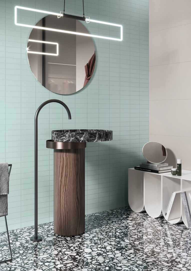Gres Casalgrande Padana ATELIER efekt kolor - aranzacja w eleganckiej lazience