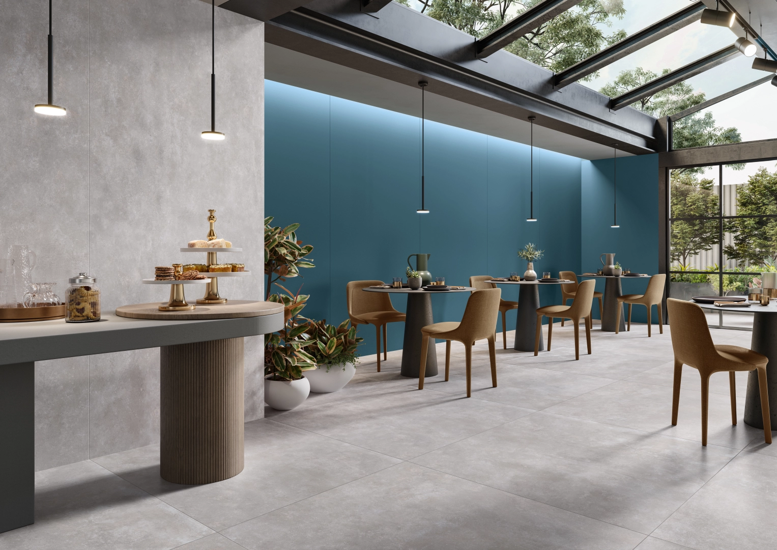 Gres Casalgrande Padana ATELIER efekt kolor - aranzacja w nowoczesnym salonie