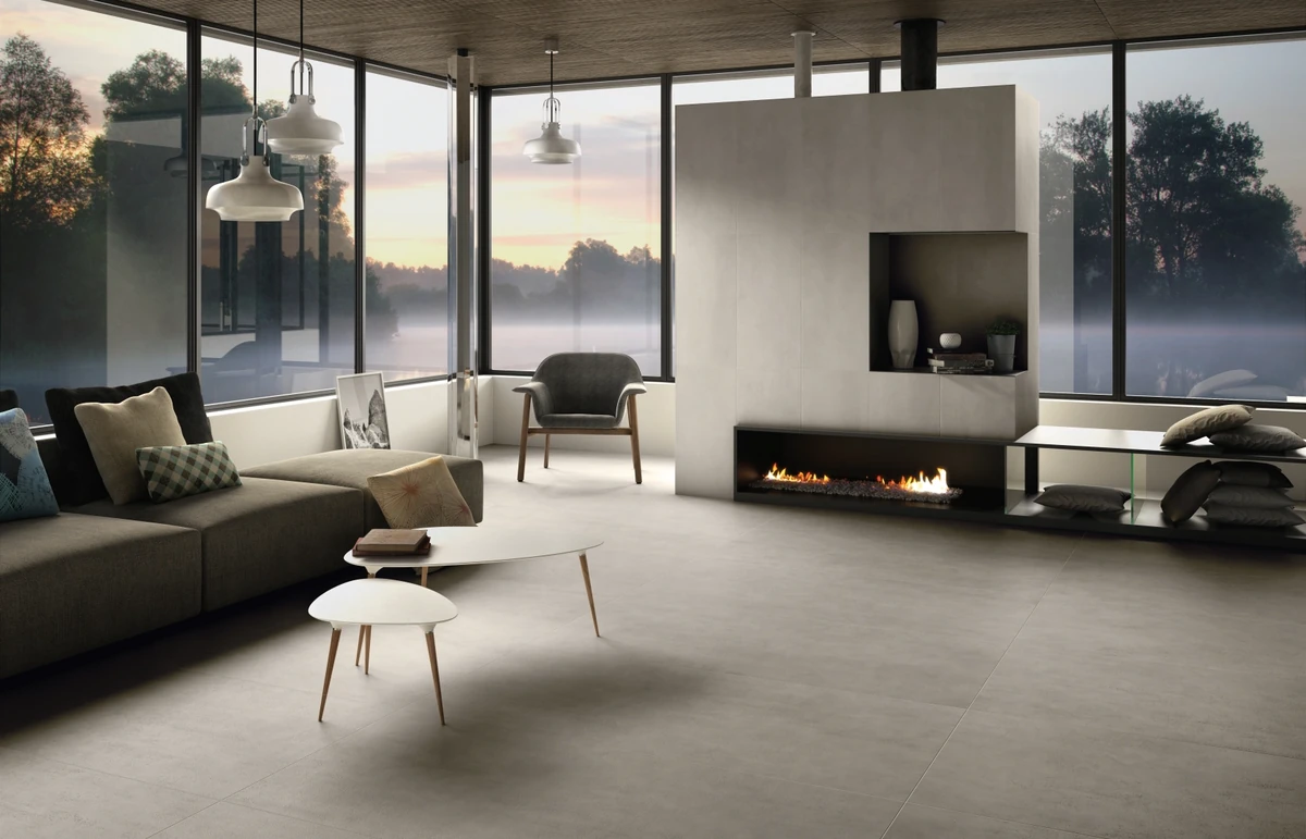 Gres Casalgrande Padana BETON efekt beton - aranzacja w eleganckiej lazience