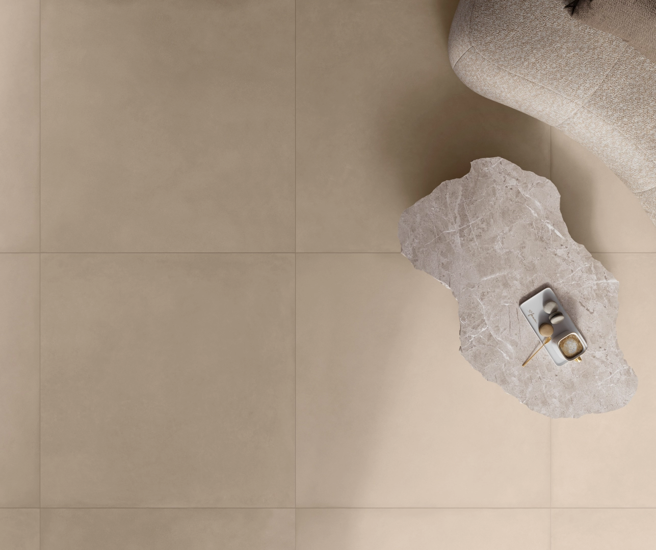 Gres Casalgrande Padana TERRAE efekt beton - aranzacja w eleganckiej lazience