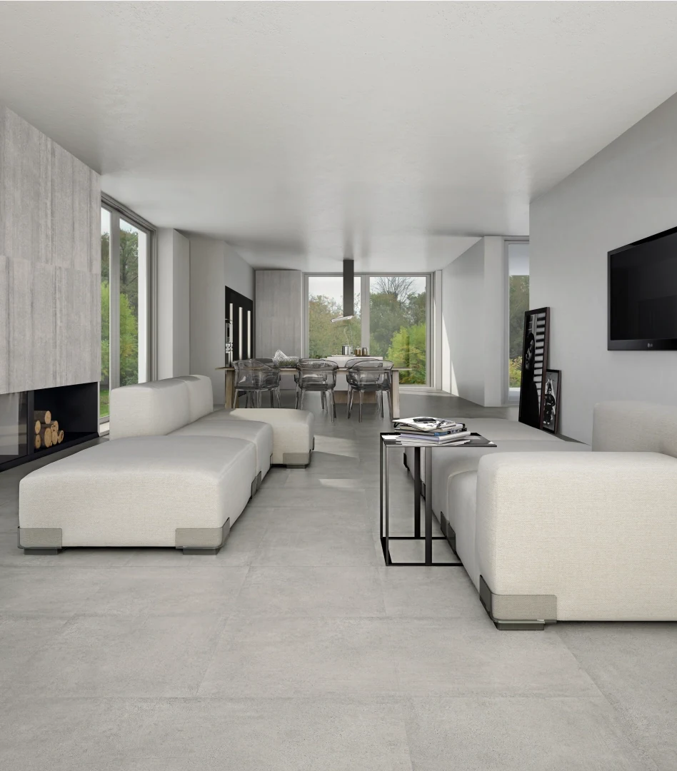 Gres Casalgrande Padana CEMENTO efekt beton - aranzacja w elewacji domu