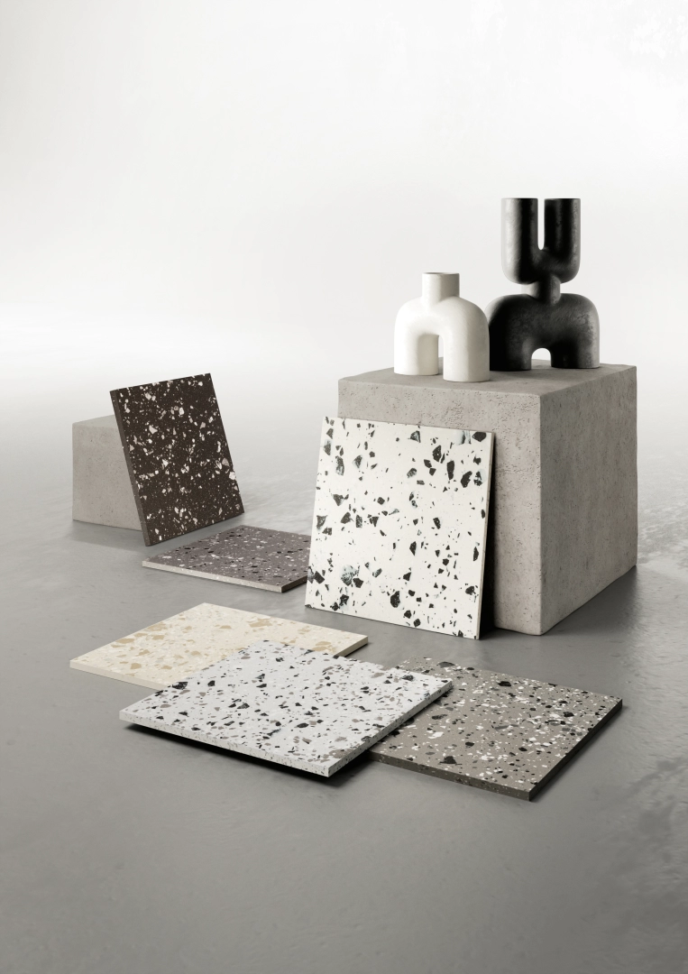 Gres Casalgrande Padana TERRAZZOTECH efekt terrazzo, - aranzacja w elewacji domu