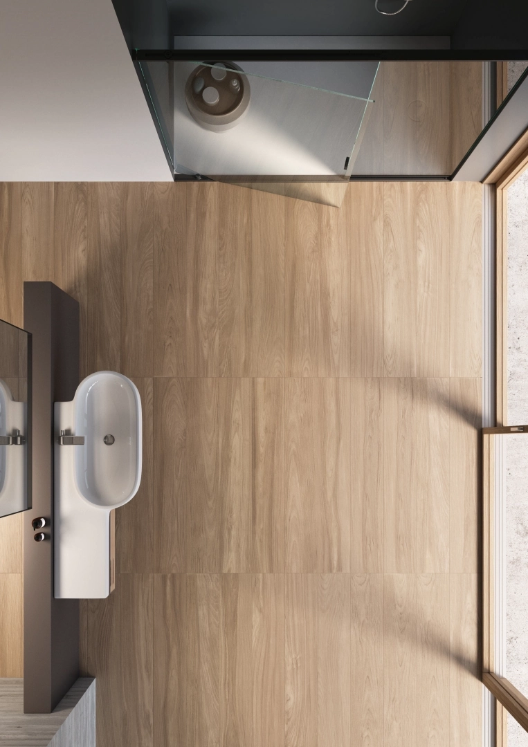 Gres Casalgrande Padana CLASS WOOD efekt drewno - aranzacja w eleganckiej lazience