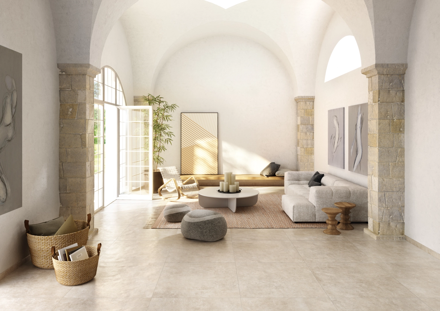 Gres Casalgrande Padana NATURE efekt kamień - aranzacja w eleganckiej lazience